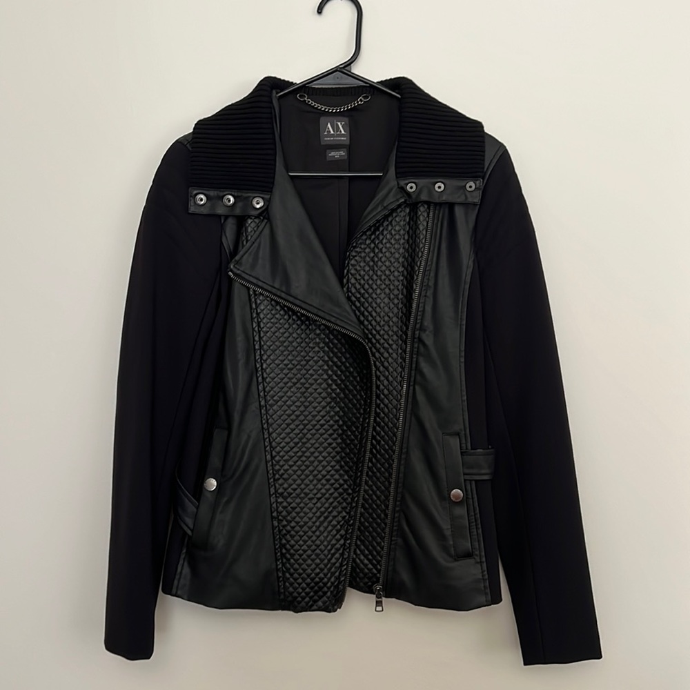 Armani Exchange A|X Leather Motorcycle Jacket Medium Black (NWOT)